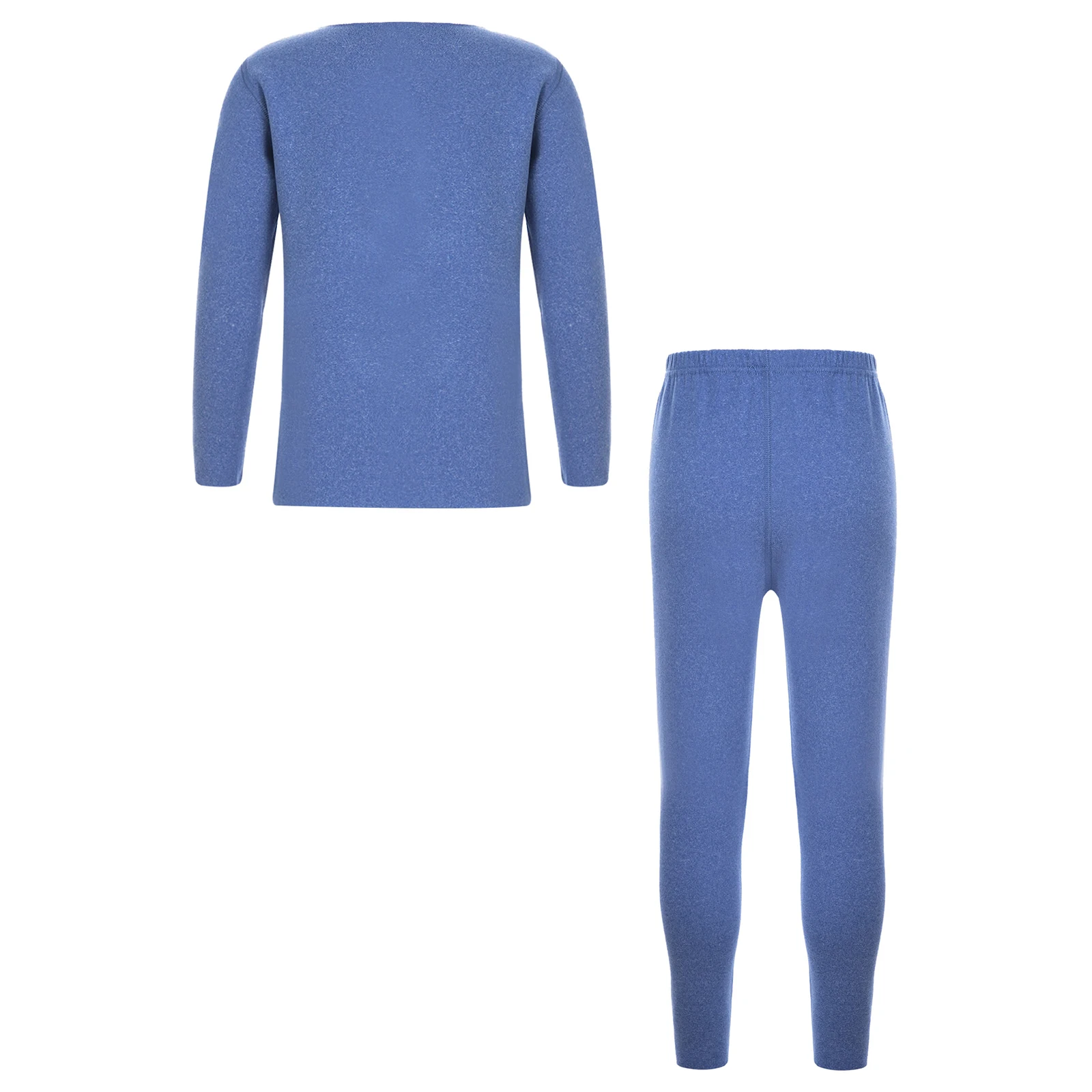 Kids Boys Girls Thermal Underwear Set Round Neck Long Sleeve Tops with Elastic Waistband Leggings Seamless Loungewear Nightwear