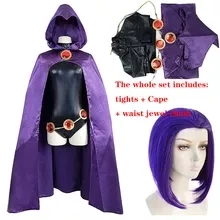 Anime Teen Titans Crow Back Head Purple Short Straight Hair Cosplay Wigs Heat Resistant Synthetic Wig For Halloween Headdress