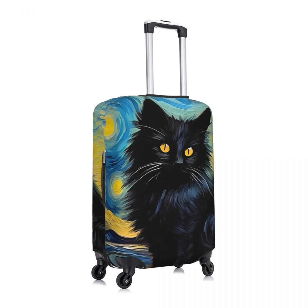Painting Black Cat Suitcase Cover starry night sky Strectch Cruise Trip Protector Luggage Supplies Flight
