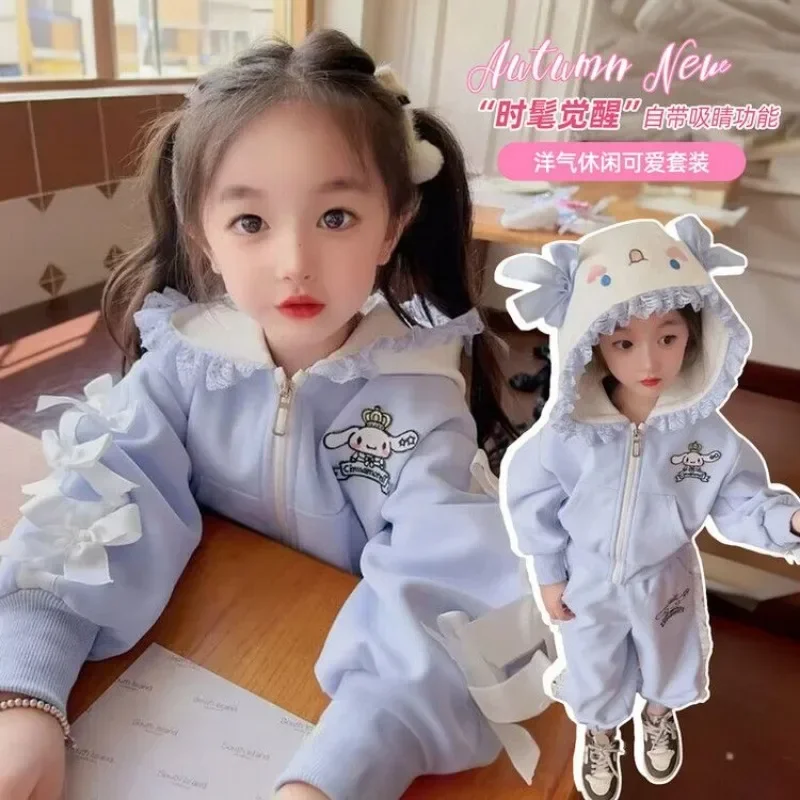 

Sanrio Kawaii Girls Kids Sweatshirt Pants Set Children's Cartoon Anime Cute Girly Heart Student Two-piece Set Christmas Gift