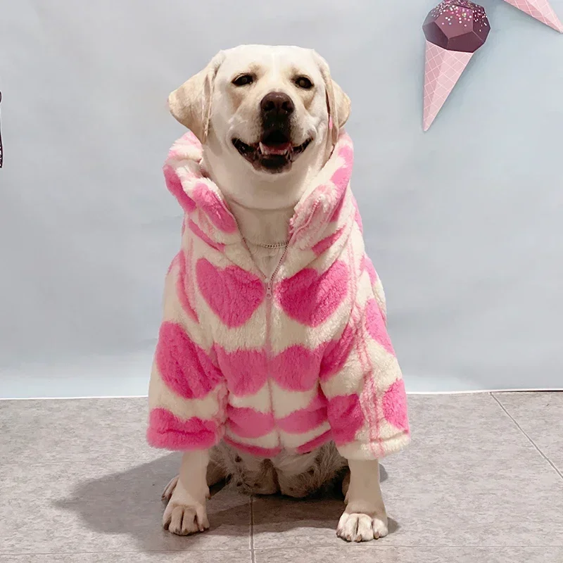 

Heart Love Collar Fleece Jacket Medium Cute Clothes for Winter Coat High Large Print Dog