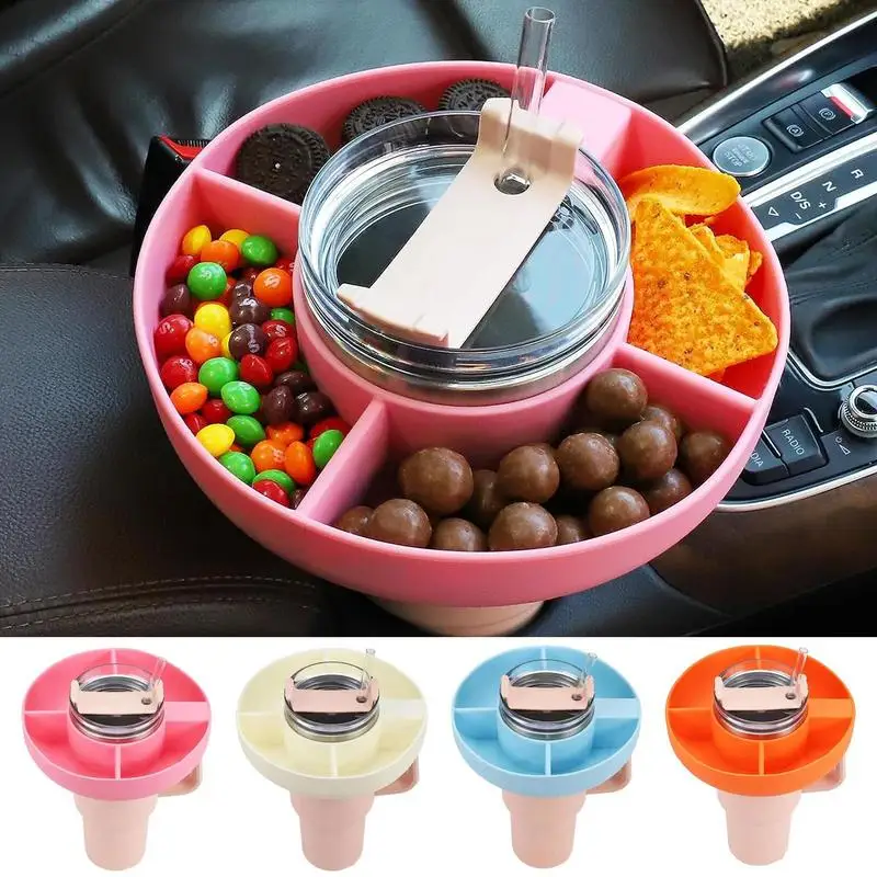 

New 40oz Silicone Snack Tray Reusable Round Snack Divided Container Cup Food Mold And Serving Platter For Outdoor Picnic Home