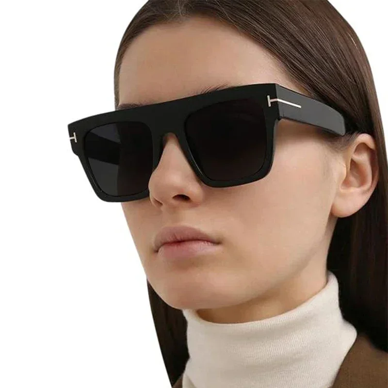 Trendy Square T-shaped Sunglasses Mens Womens Oversized Flat Top Shades Retro 70s Rectangle Driving Goggles UV400 2