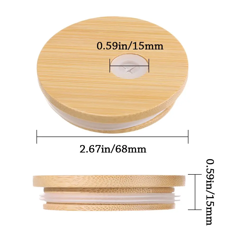 Bamboo Wood Mason Jar Lids With Straw Hole