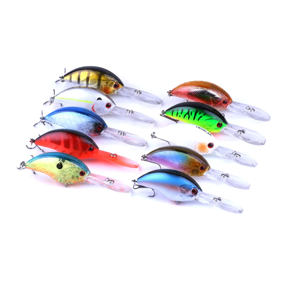 10PCS Deep Diving Crankbait Fishing Lures 12g/9cm With 6 Treble Hook Swimbait Wobblers For Sea