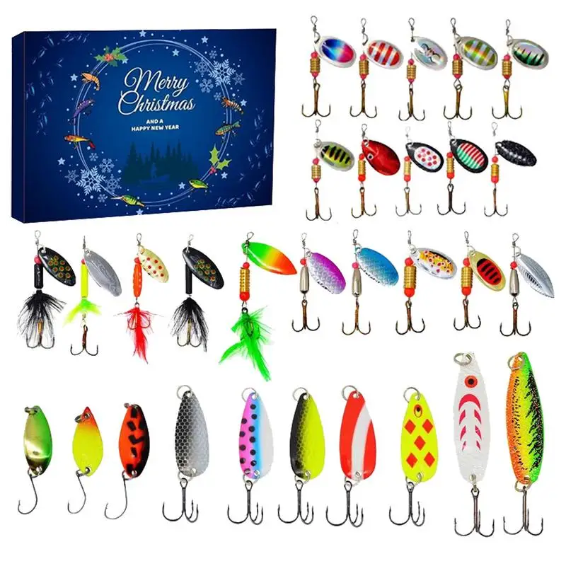 

2023 Fishing Tackle Advent Calendar Fishing Lures Set Fishing Gear Countdown Calendar Adults Men Boys Christmas Fish Bait Gifts