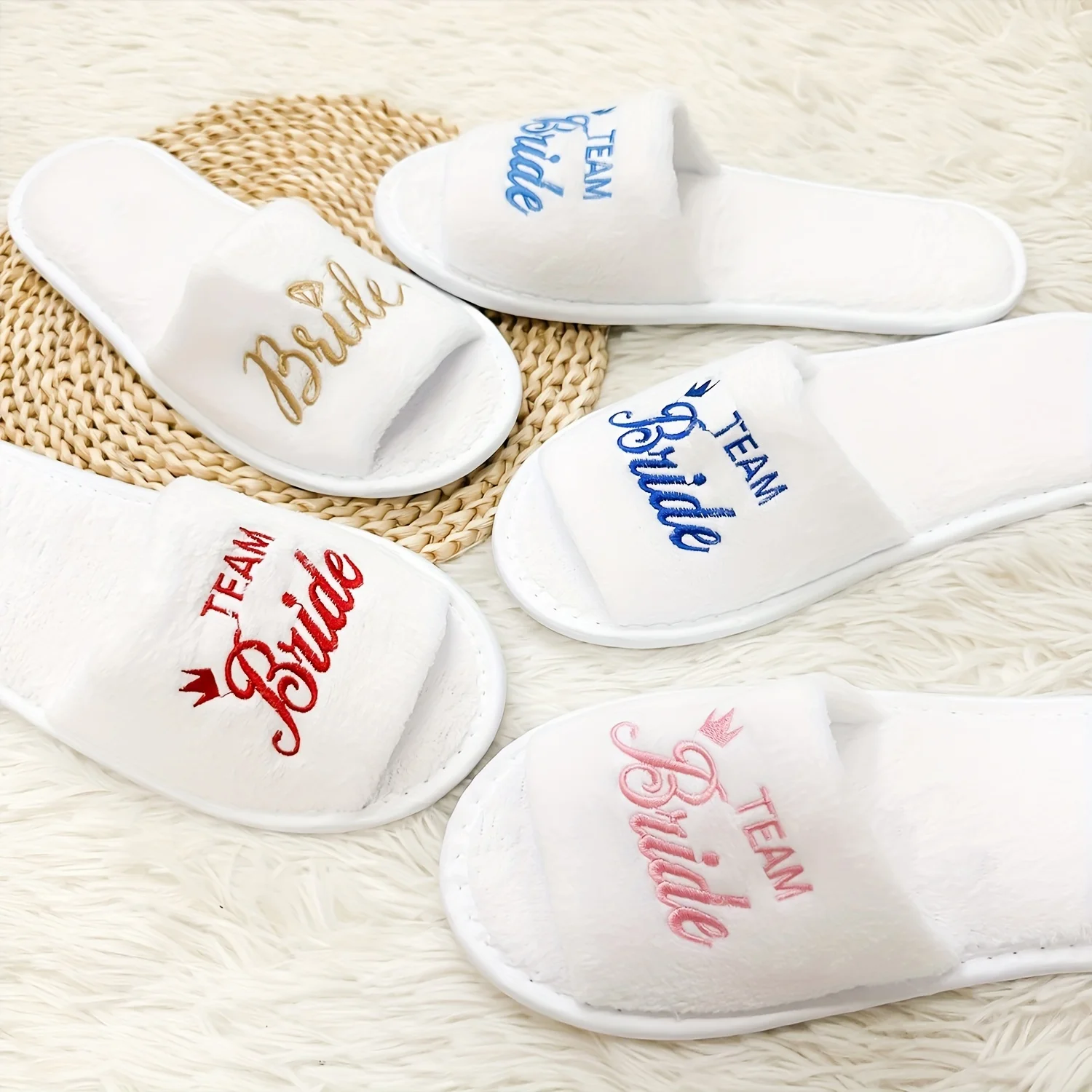 Bridal Party Slippers Set, With Embroidery, Lightweight Cozy Soft Sole Flats, for Brides, Bridesmaids, Guests & Bachelorettes 2