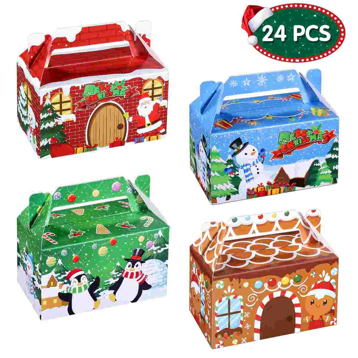 

Hemoton 24pcs Christmas Treat Boxes Handy Paper Boxes Candies Baking Cupcake Muffin Biscuit Boxes Party Favor Holders