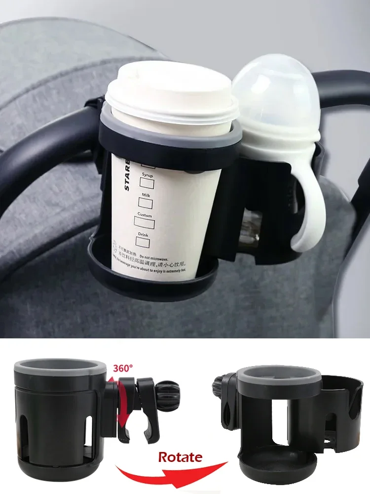 Description Picture 2 of itemBaby Stroller Accessories Coffee Cup Holder Phone Support Milk Bottle Drink Cup Holder Conversion 2 Cups for Universal Pram