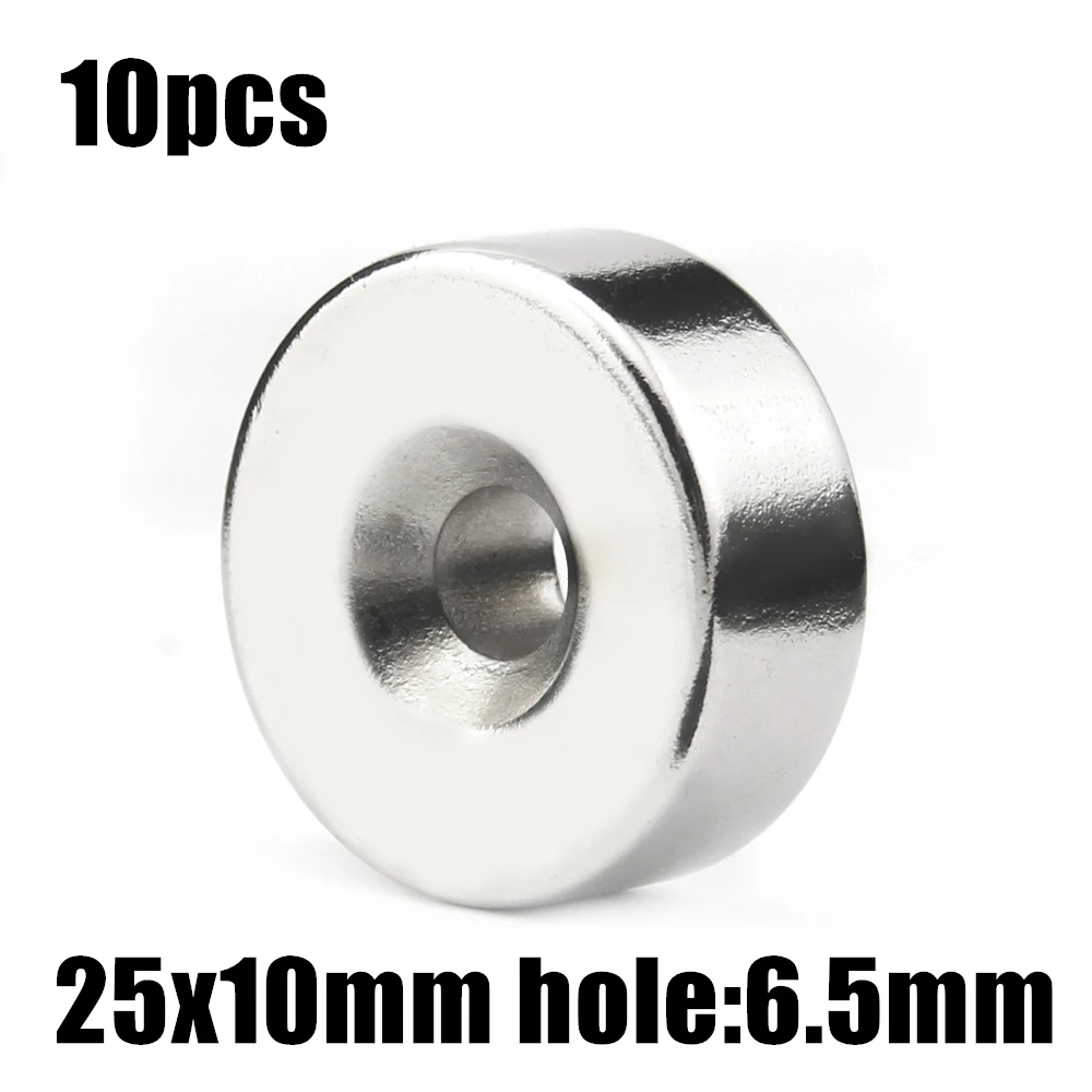 

10pcs 25x10mm Hole: 6.2mm super Strong Round Neodymium Countersunk Ring Magnets Rare Earth N35