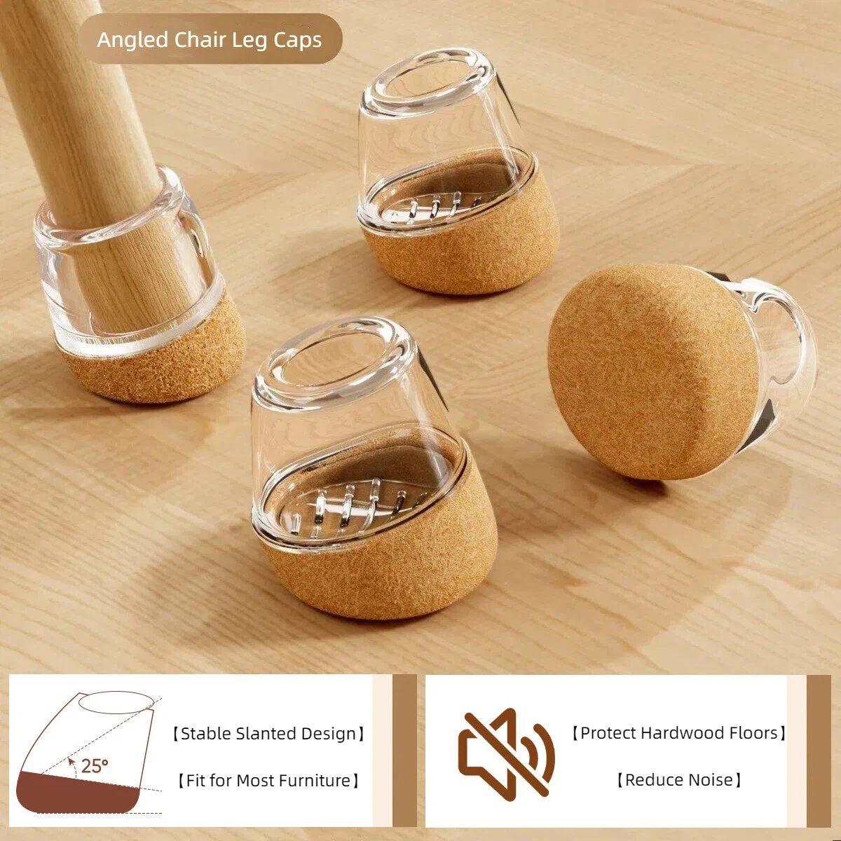 Enhanced Round Chair Leg Caps with Anti-slip Felt Pads for Noise Reduction and Floor Protection