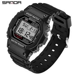 Luxury Military Sport Digital Watch for Men - Fashionable Design with Alarm and Stopwatch Functions (Men Black White)