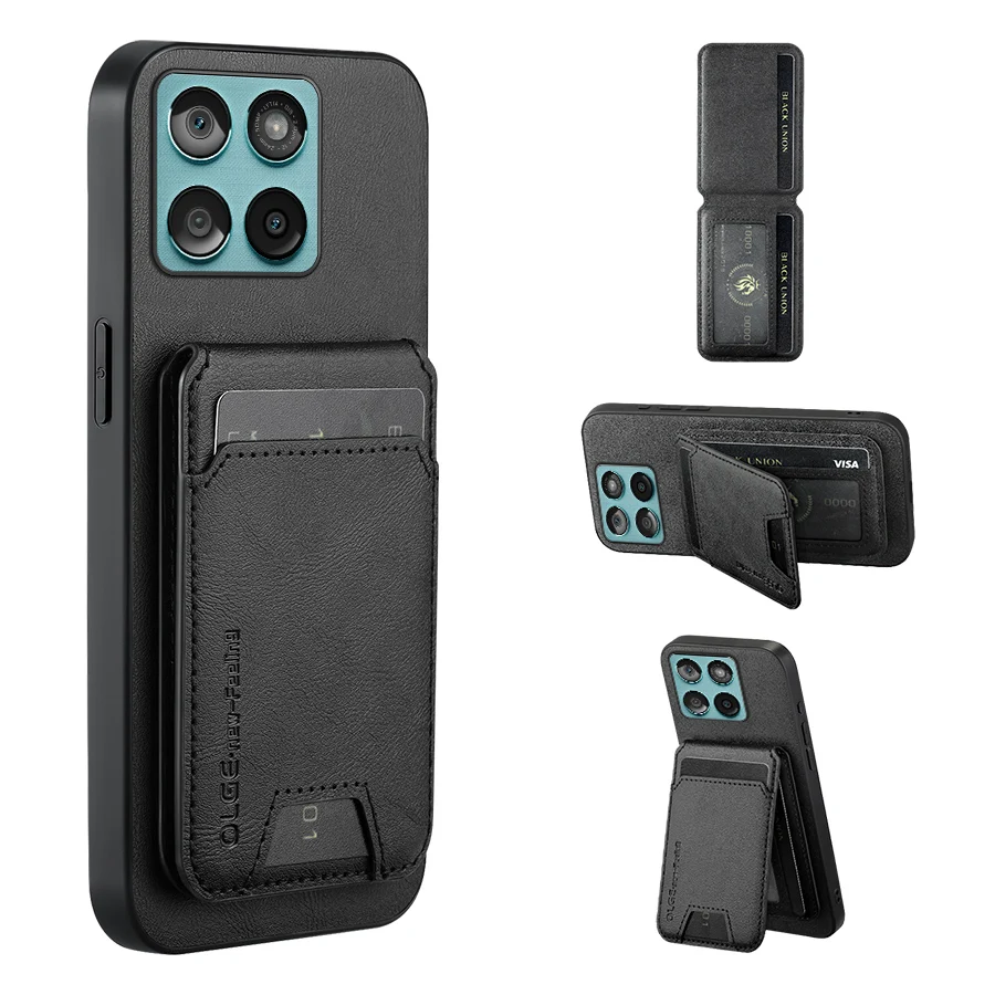 Leather Wallet Card Holder Case with Magnetic Closure and Stand Funktionality