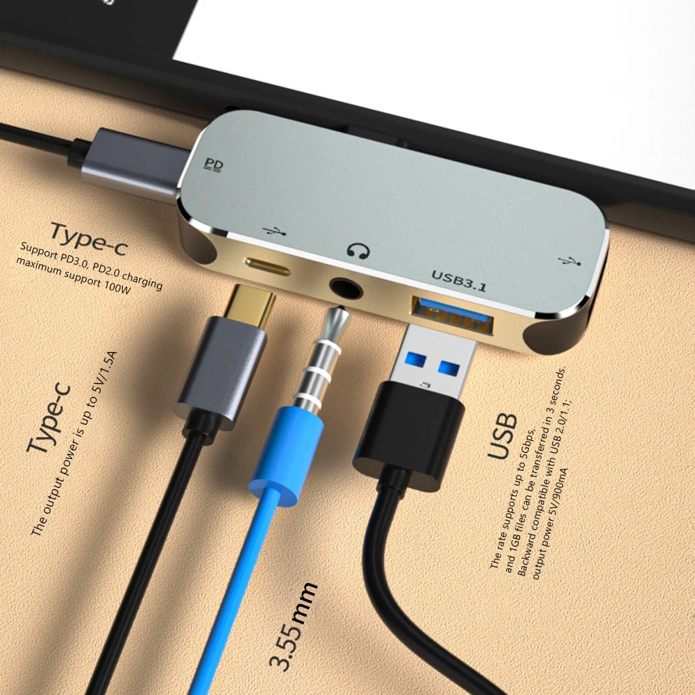 Type-C 확장 허브 교체 3.55mm PD100W USB3.0/USB2.0/USB3.1 HDMI 호환 확장기 PC 컴퓨터 노트북 분배기