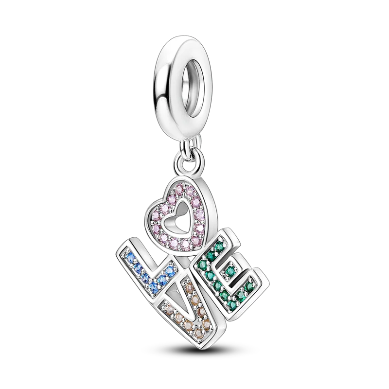 

Романтические искусственные серебряные цветные драгоценные камни подвеска в виде сердца подходит для браслета пандоры ювелирные изделия для влюбленных подарок на день рождения