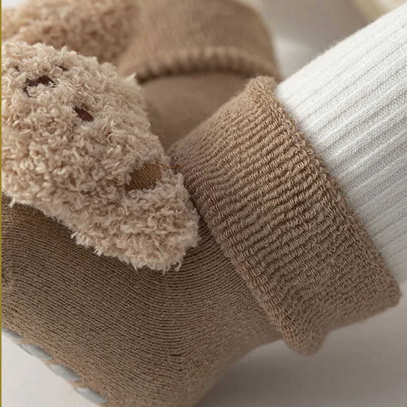 Kids Socks Cartoon Bear Baby Socks Girls Boys Anti Slip Soft Warm Winter Autumn Toddler Indoor Floor Thicken Socks For Kids
