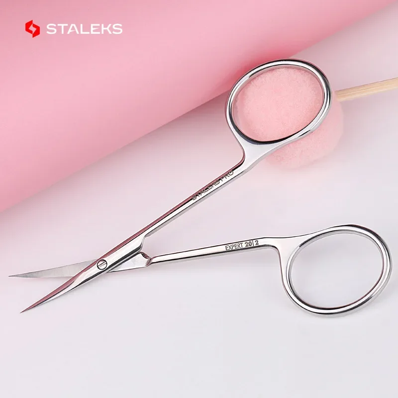 STALEKS SE-20-2 Nail Scissors High Quality Stainless Steel Elbow Eyebrow Scissors Profession Trim Nose Hair Makeup Tool 3
