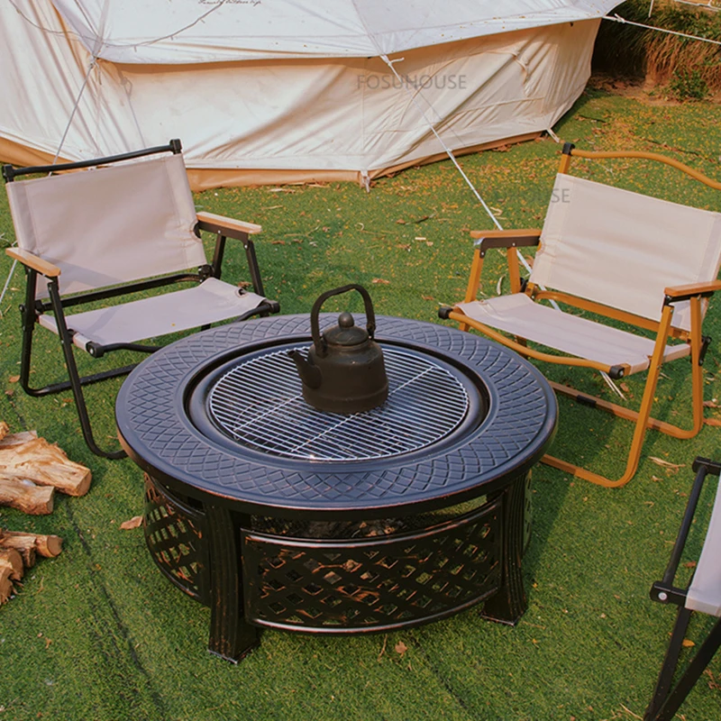 Nordic Iron Fire Pit for Outdoor Heater Charcoal Stove Household Creative Outdoor Courtyard Multifunction Charcoal Brazier