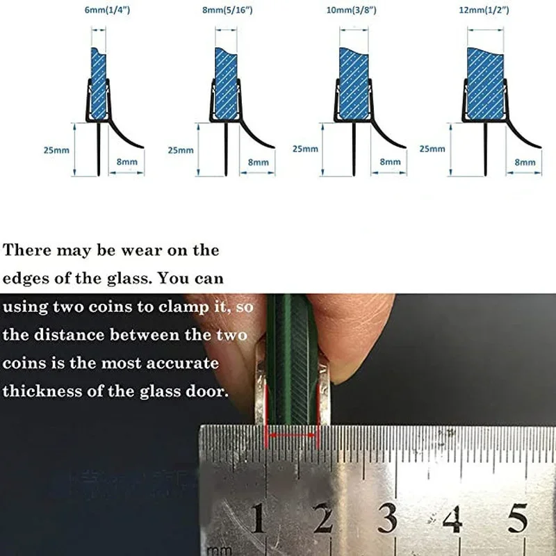 Transparent shower sealing strip bath screen door sweep water blocking strips Glue-free Weatherstrip for 6 to 12mm Glass 2X50CM door seal strip sealing strip tape window seal strip sealing tape rubber seal strip rubber door weatherstripping door weatherstripping shower door seal silicone seal strip sealing strip rubber shower seal shower water barrier waterproof tape