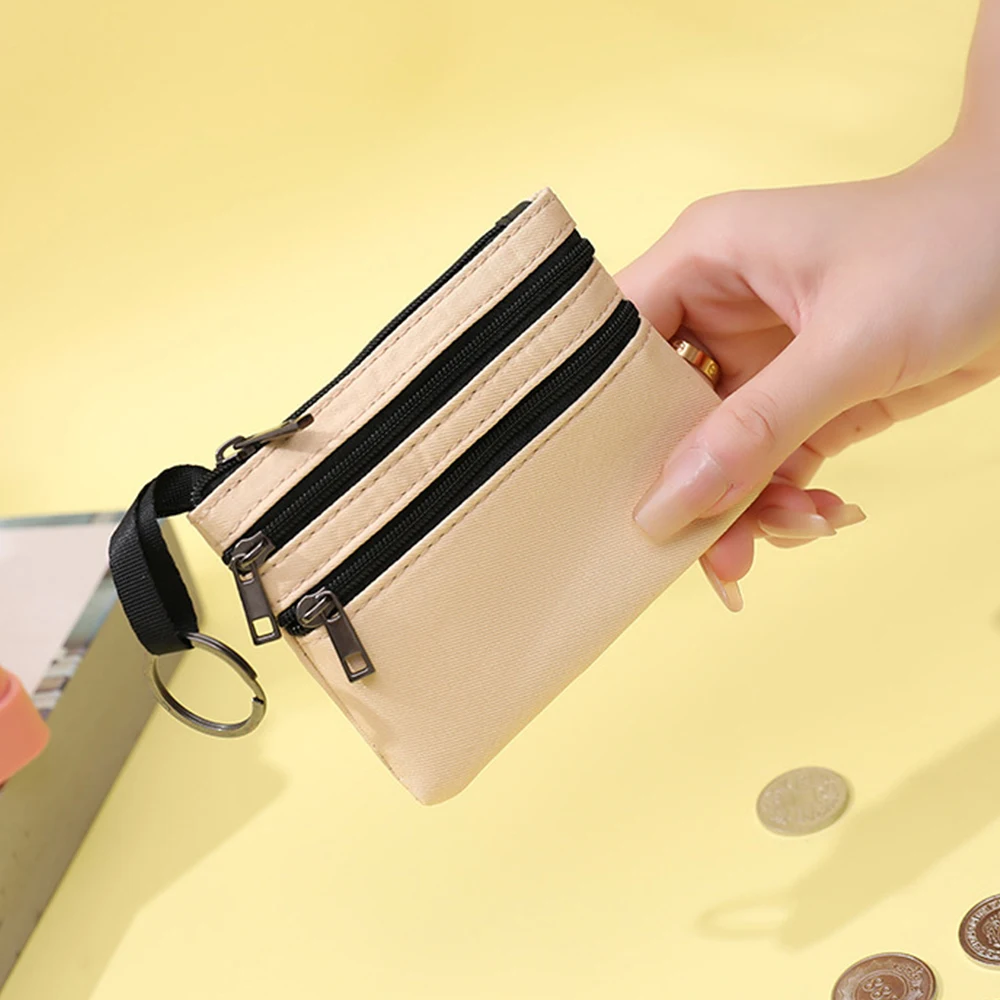 Coin Purse Coin Wallet Change Bag Women Wallet Card Wallet Solid Color Canvas Coin Bags with Card Holder For Kids Men Women Students Bus ID Credit Card Holder Purses