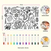 Personalized DIY Color Silicone Baby Placemats Cartoon Pattern Table Placemats Reusable Doodle Drawing Mat Baby Stuff 3