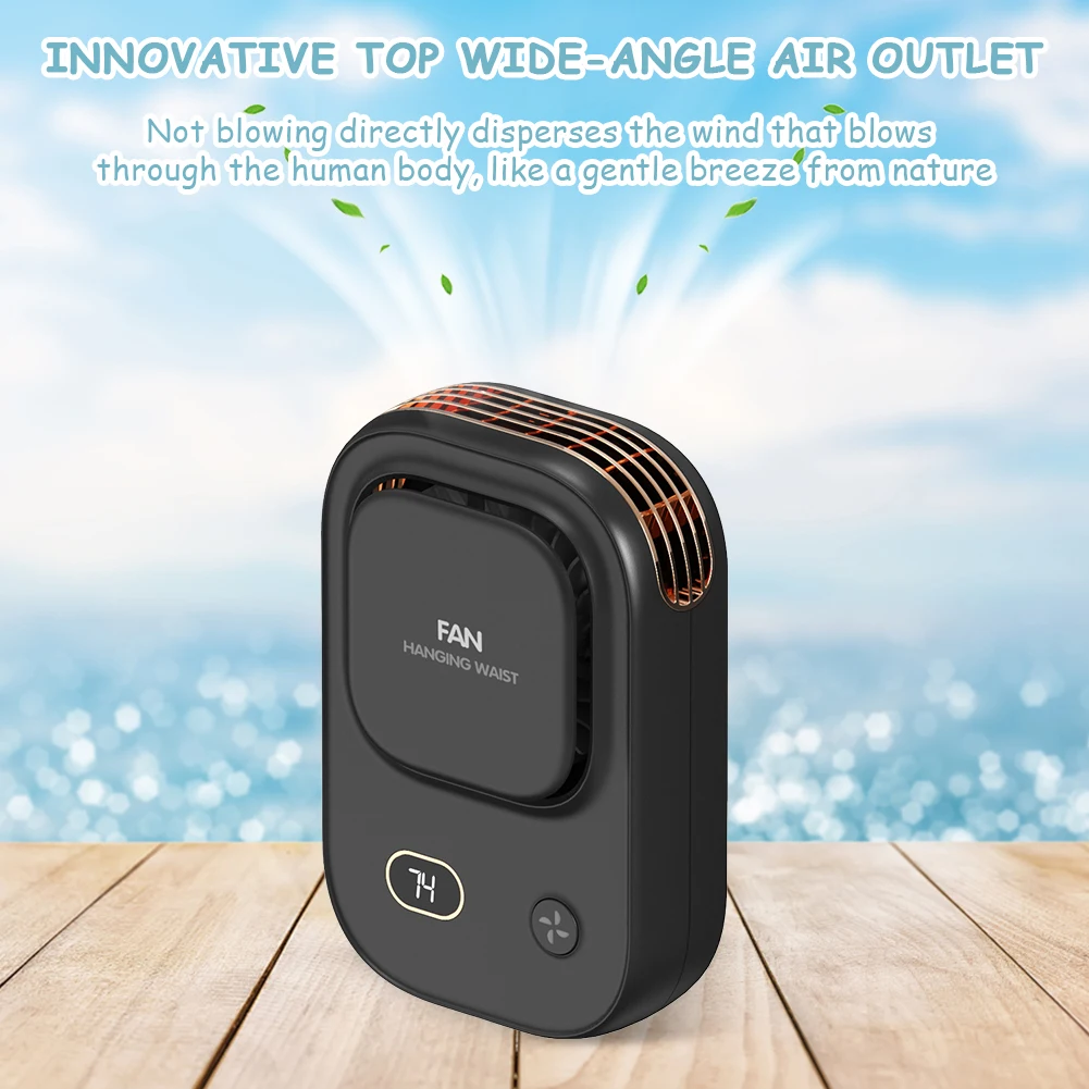 휴대용 허리 클립 선풍기 핸즈프리 걸이식 목 선풍기, 2000mAh 배터리 전원 충전식 목 선풍기, 캠핑 야외 작업 현장용