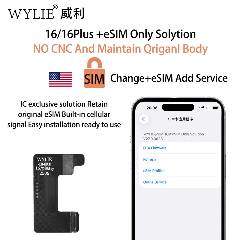 Cavo flessibile Wylie per iPhone 15, 15 Plus, iPhone 16, 16 Plus con eSIM, solo soluzione, senza CNC, senza SIM fisica richiesta - Image 4