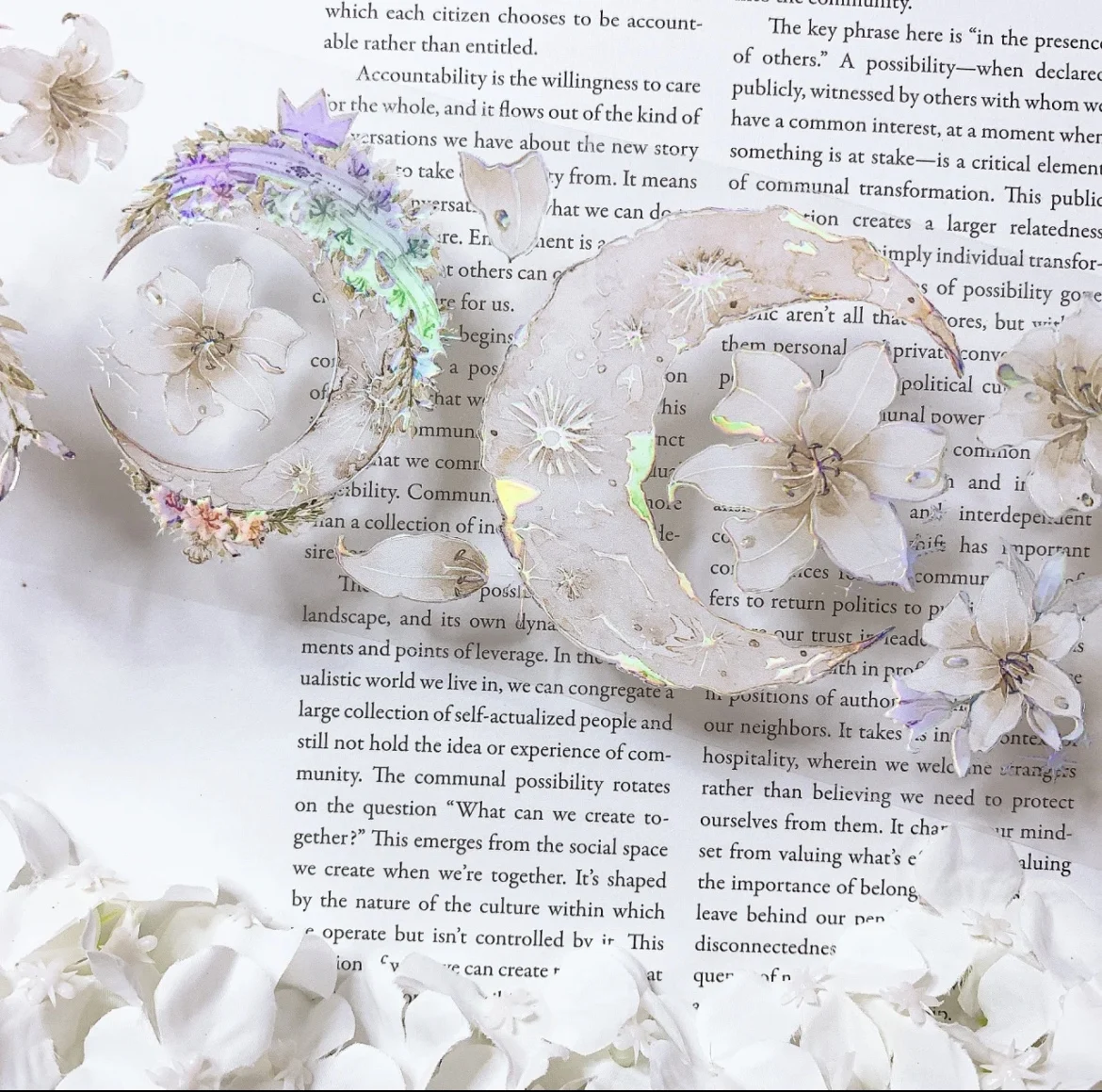 

10meter Moon Blossom White Flower Versatile Collage Shiny PET Tape