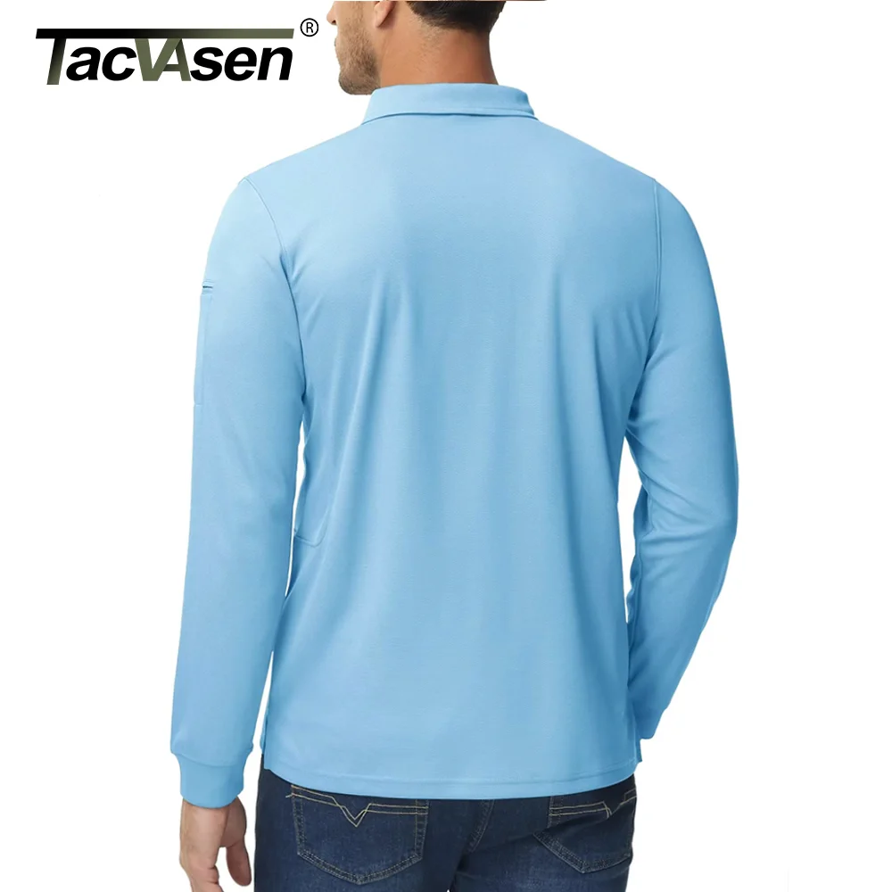 TACVASEN 남자 야외 티셔츠 작업 폴로 여름 빠른 건조 티셔츠 긴 소매 경량 골프 티셔츠 티셔츠