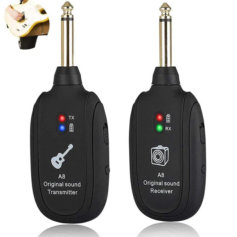 2X Guitar Wireless System 20Hz-20Khz Acoustic Transmission Rechargeable Transmitter Receiver For Electric Guitar Bass