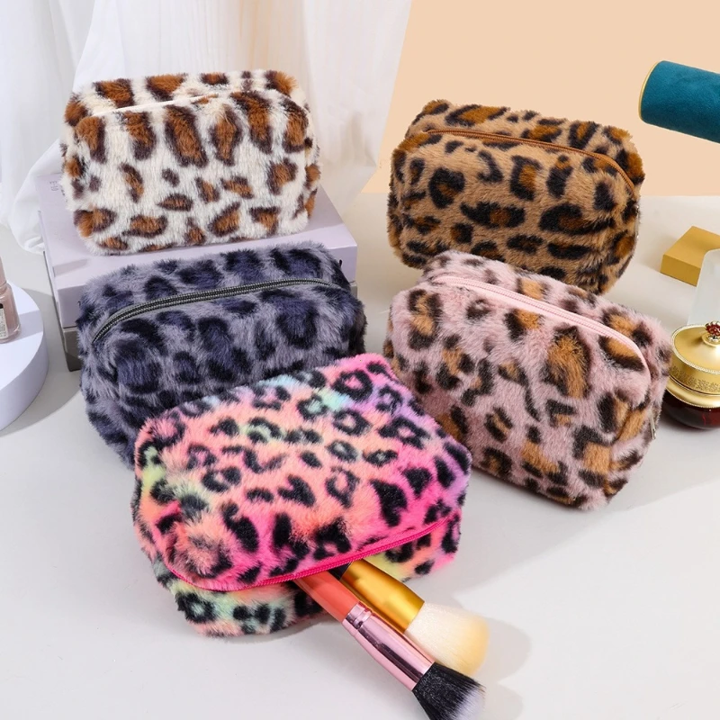 Leopard Print Makeup Bags for Women Soft Travel Cosmetic Bag Organizer Case Lady Girls Make Up Case Necessaries Handbags Case