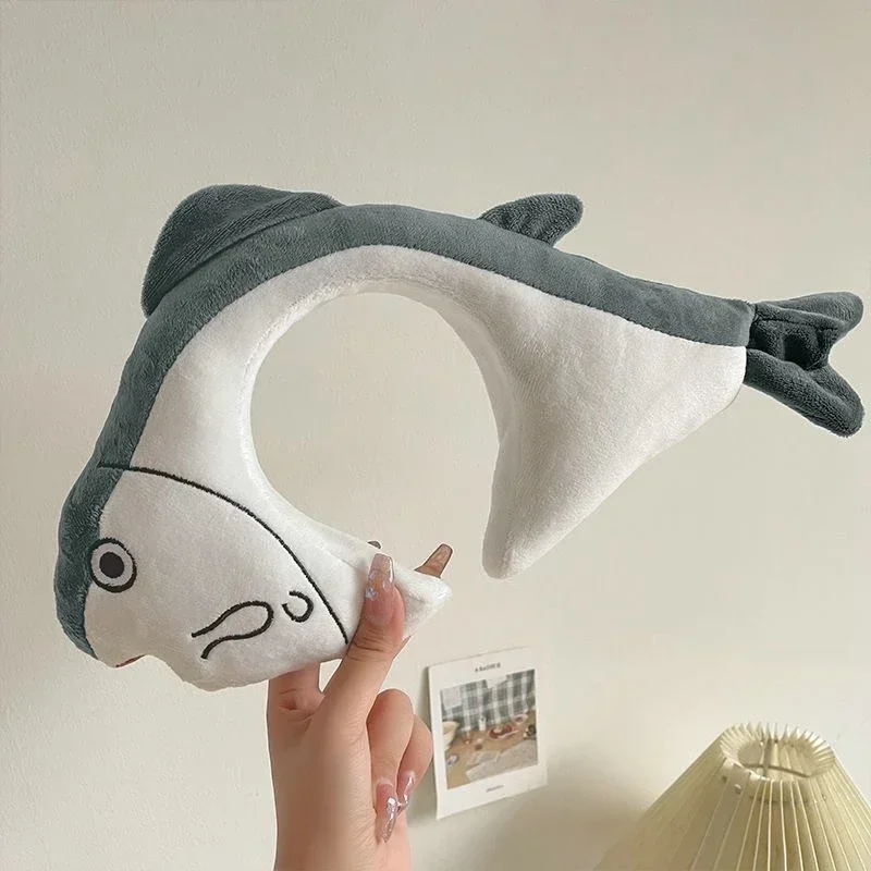 Headband Cartoon Funny Salted Fish Hairband Summer Women's Cute Face Wash Headband Funny Hair Band Hair Accessories 1/3/5PCS