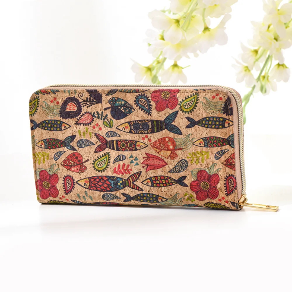 Bohemian Style Women's Wallet Retro Advanced Wallet with Wood Grain Portable Geometry Multiple Card Slots Card Holder Coin Purse