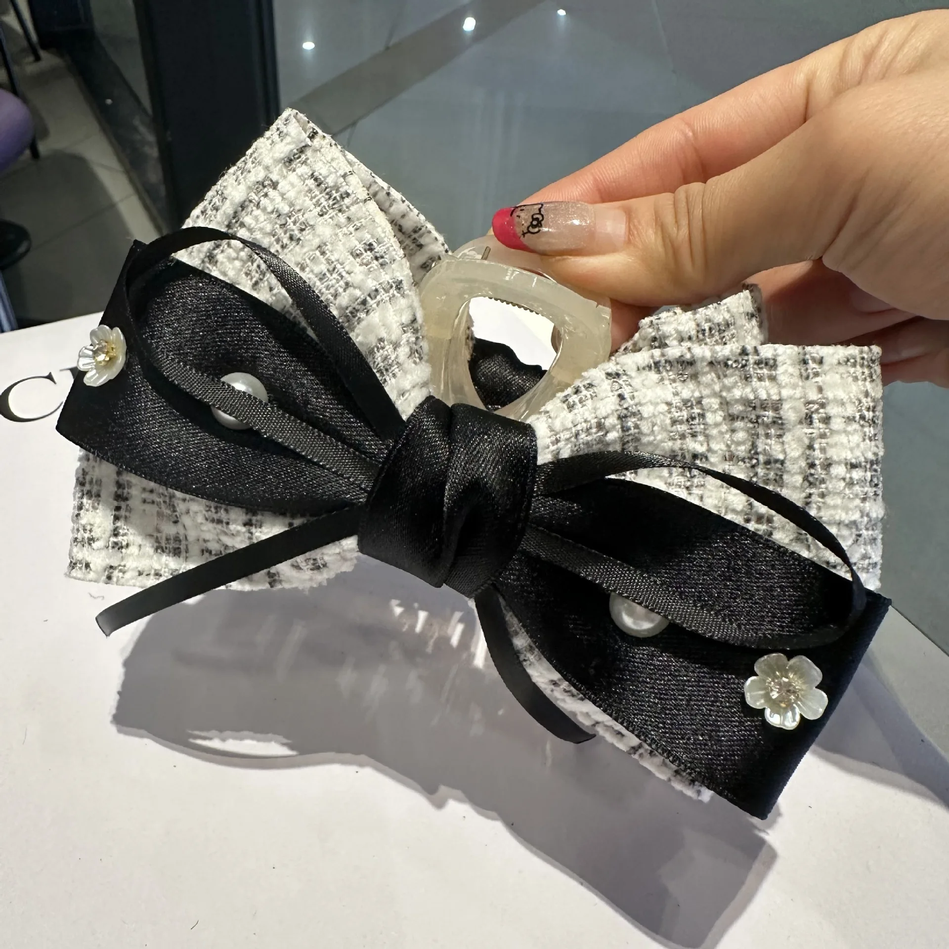 Koreanische Haarschmuck High-End-Stoff Plaid Bogen kleine Blume Clip süße und süße Mädchen Kopf bedeckung Geschenk – Detail 12