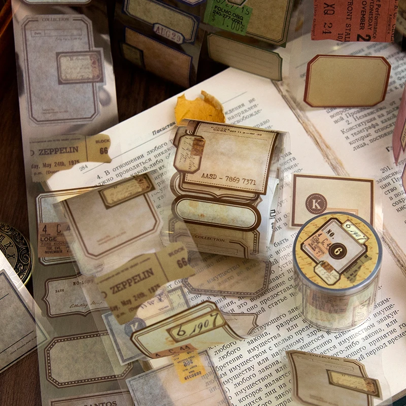 Vintage Retro Label Sticker Roll for Journaling and DIY Crafts