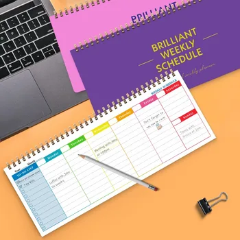 Agenda settimanale a spirale senza data, organizer per programmi giornalieri, articoli di cancelleria per ufficio e scuola, strumento per il monitoraggio degli obiettivi e dell'autodisciplina