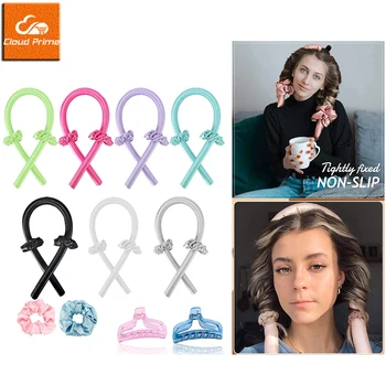 무열 컬러 헤어 컬링 다리미 머리띠, 레이지 컬러 실크 무열 컬링 완드, 곱슬 머리 스타일링 도구 상품 이미지