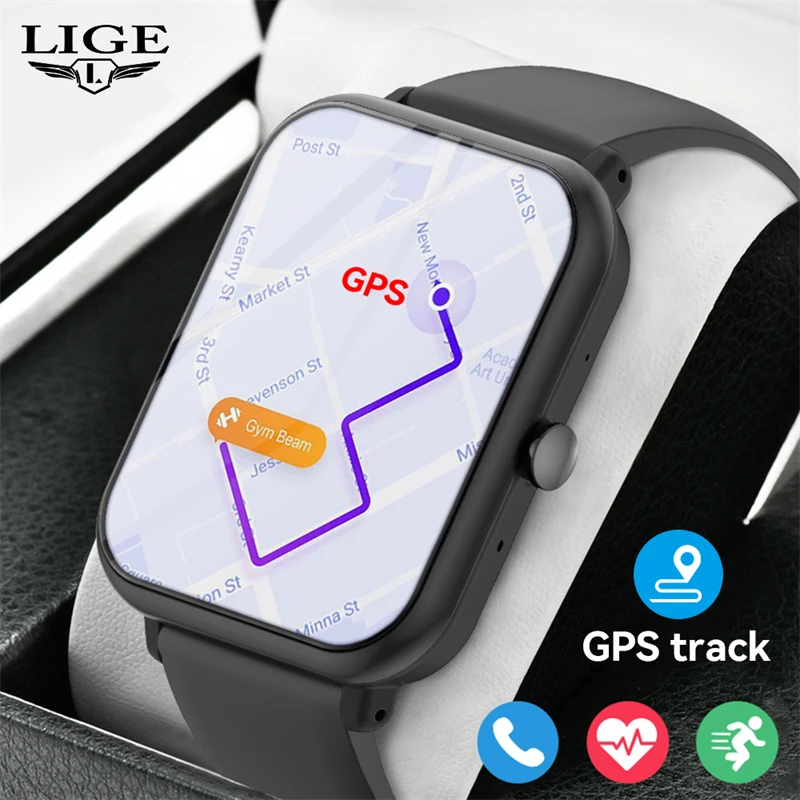 

LIGE Voice Assistant Watches Men Smartwatches GPS Motion Trajectory Smart Watch Women Bluetooth Call Heart Rate For iOS Android