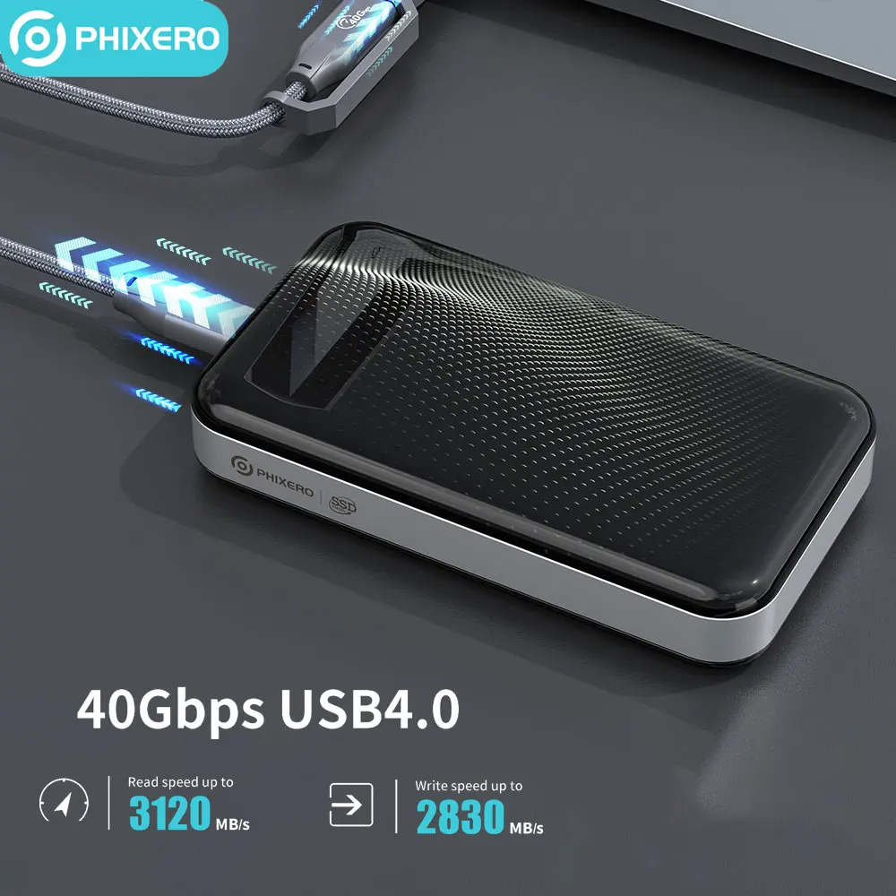 PHIXEROPortableSSDUSB32Gen2TypeC20Gbps1TB2TBExternalSolid
