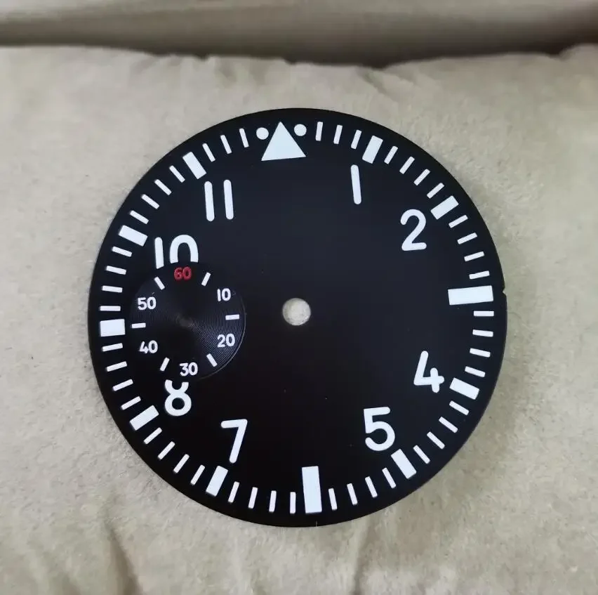 pilot no Watch parts black dial 39mm green luminous mechanical watch accessories Fits ETA6497 Seagull ST36 movement