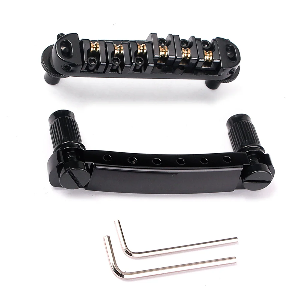 

Roller Saddle Bridge Tailpiece With Studs And Wrenches For LP SG Style Electric Guitar Replacement Parts (Black)