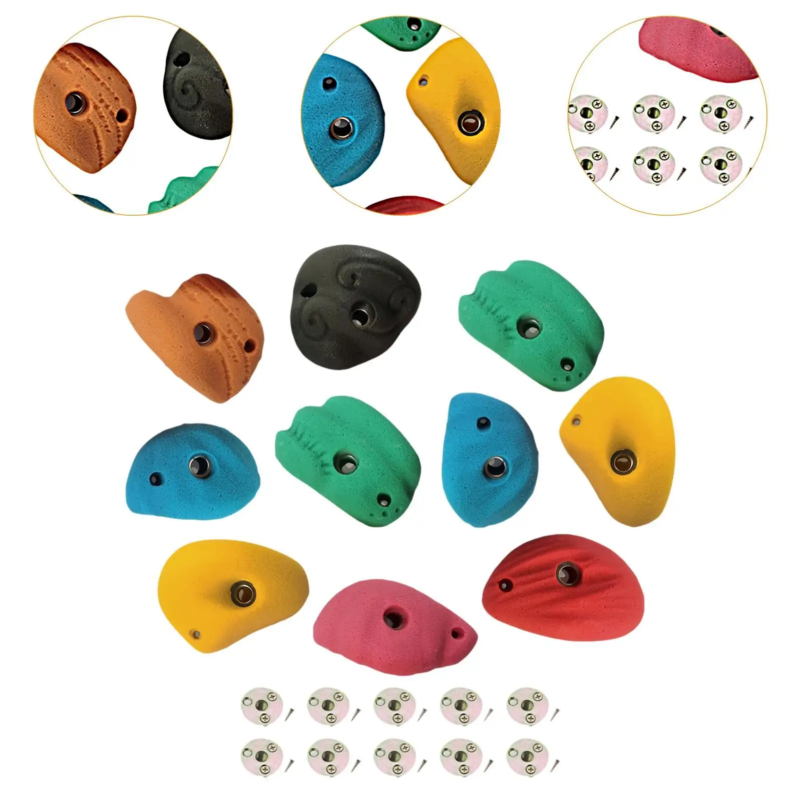 10x Rock Climbing Holds Rock Wall Climbing Kit Rock Wall Grips for Tree Climbing Outdoor Climbing Tree House Course Training 5