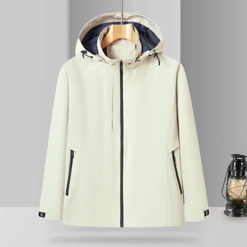 Spring Autumn Men's Outerwear Black White Blue Navy Hooded Jacket Windproof Waterproof & Breathable Fabric Coat Hood Detachable new fashion woman handbag accessory part round chain detachable replacement candy white red blue strap women shoulder diy chains