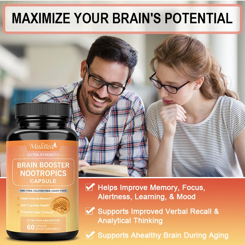 Nootropics Supplement Mulittea Brain Booster Enhance Focus Improve Memory Reduce Forgetfulness