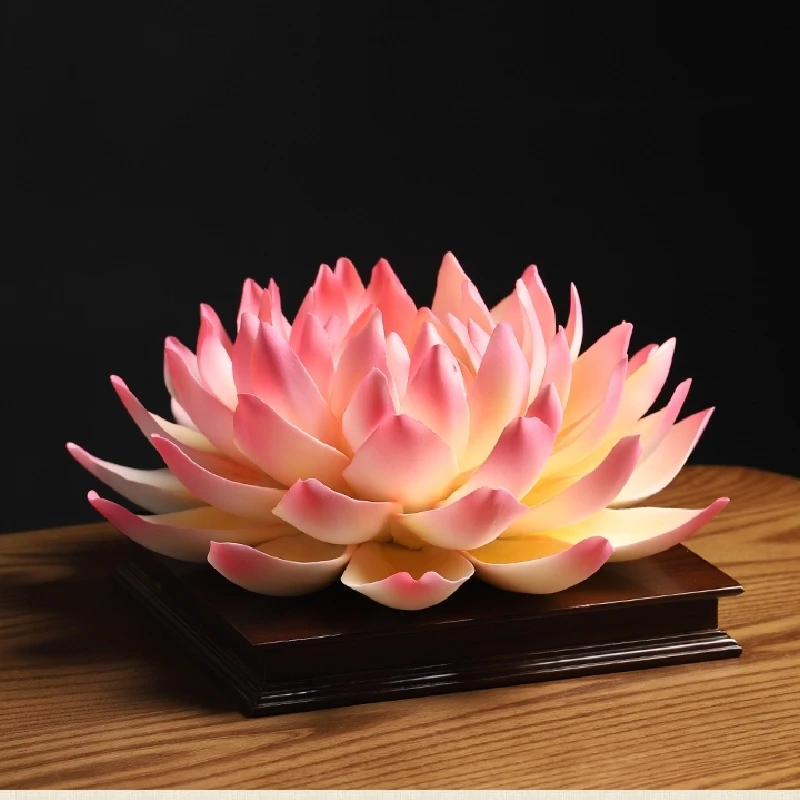 Ceramic Lotus Ornaments Handmade Chinese Lotus Zen Home Ornament Living Room Buddhist Hall Crafts Birthday Gift 0012