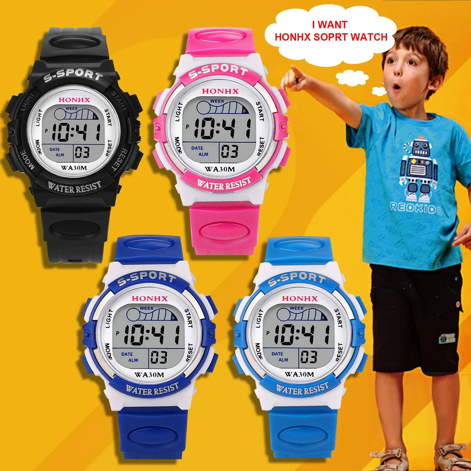 

Watch For Boy Kids Fashion Waterproof Children Boy Lcd Digital Stopwatch Date Rubber Sport Wrist Watch שעונים לגבר Часы Мужские