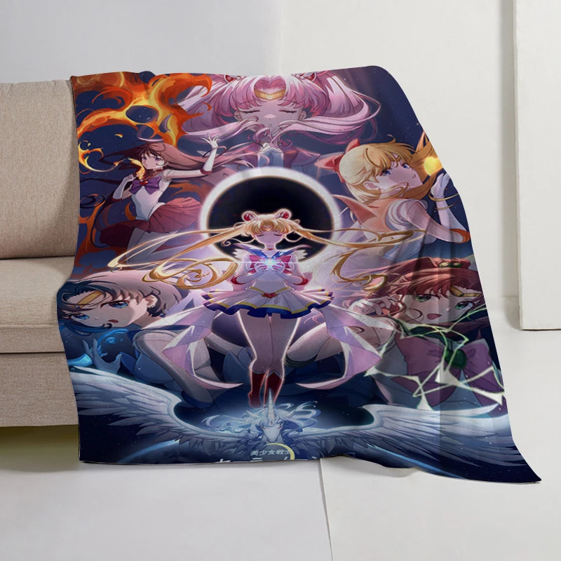 

Anime Fluffy Soft Blankets for Winter S-Sailor Moons Warm Knee Bed Fleece Camping Custom King Size Blanket Microfiber Bedding