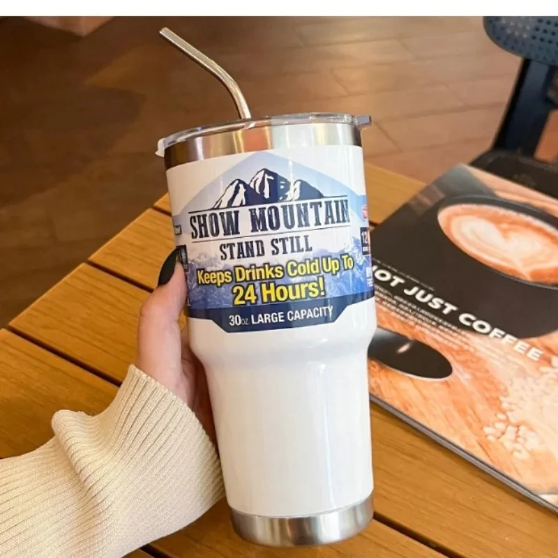 Magic Mountain Label Card Thermos Cup Frreze Thermal Flasks Coffee Mug Vacuum Insulated Bottle Stainless Water Keep Drink Cold