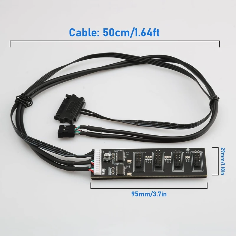 Usb Header Splitter com Cabo de Alimentação Sata 9pin Extensão Interna do Hub Usb Usb 2.0 Splitter Connector para Motherboard Durável - Imagem 3