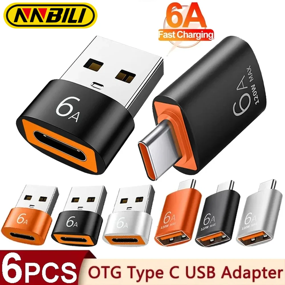 6A USB To Type-C and TypeC to USB OTG Converter 3.0 Adapter for Samsung Xiaomi PC MacBook Pro C Charging Connector
